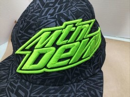 2017 Official Mountain Dew Flat Bill Cap Hat Black Green - £11.67 GBP