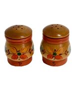 Vintage Floral Salt &amp; Pepper Shakers 60s Wooden Mini 2” Inch W/ Lids Brown - $13.87