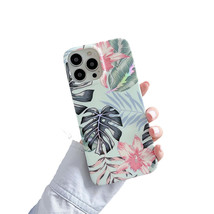 Anymob iPhone Mint Green Plant Laser Retro Flower Phone Case Soft Silicone - £21.56 GBP