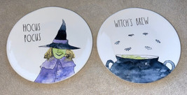 Rae Dunn Hocus Pocus &amp; Witch&#39;s Brew Halloween 8&quot; Set Of 2 Ceramic Plates New - £23.96 GBP