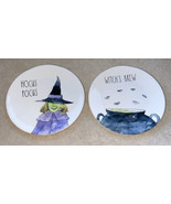Rae Dunn HOCUS POCUS &amp; WITCH&#39;S BREW Halloween 8&quot; Set of 2 Ceramic Plates... - £23.90 GBP