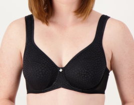 Breezies Underwire Diamond Shimmer Unlined Support Bra- BLACK, 48DD  A561419 - £24.59 GBP