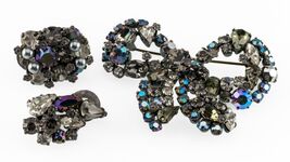 Vintage "Made in Austria" Costume Jewelry Gemstone Brooch and Earrings - $139.38