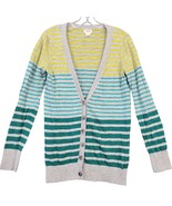 Mossimo Gray Preppy Cardigan Sweater Stripe V-Neck Long Sleeves Buttons ... - $121.55 MXN