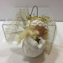 Vintage Handmade Praying Angel Stuffed Christmas Ornament Holiday Blonde - £23.52 GBP