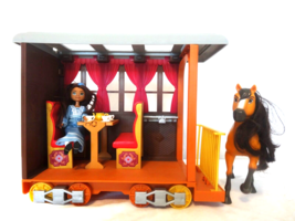 Mattel Spirit Untamed Lucky’s Train Home Playset Lucky, Spirit, &amp; Train Car - £15.59 GBP