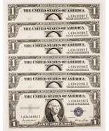 Lot of 6 Consecutive 1935-E Silver Certificates in AU Condition FR #1614 - €101,45 EUR