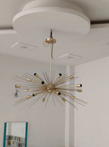 Mid Century Modern Brass Urchin Chandelier Light Fixture Ceiling Chandelier Star - £439.15 GBP