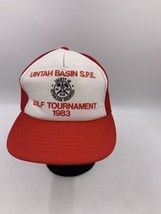 Vtg Uintah Basin S.P.E. Golf Tournament 1983 Red &amp; White Mesh Back Snapb... - $12.19