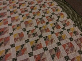Handmade Quilt Half Square 4 Patch Machine Quilted, Twin, Multi-Color - £259.74 GBP