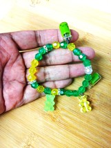 Teddy bear bead clusters in green and yellow Wear &amp; Share duo bracelets - $10.00