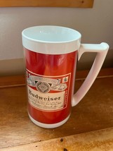 Vintage Large Thermo-Serv Marked Red &amp; White BUDWEISER Advertising Plast... - £8.88 GBP