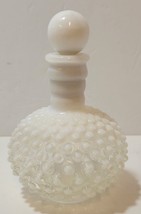 Vintage Fenton 6&quot; Clear White Opalescent Hobnail Perfume Bottle with Stopper - £14.55 GBP