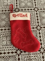 Miniature Spoiled Dog Christmas Stocking 7 Inch Red Felt Embroidered Bra... - £8.30 GBP