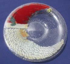 Peggy Karr Fused Art Glass Bowl Santa Claus Cresent Moon 8 1/2&quot; Signed Numbered - £19.66 GBP