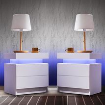 2 LED Nightstand with 2 Drawers for Bedroom Furniture - £140.22 GBP