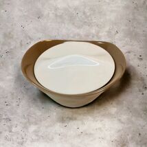 Vintage MCM Oneida Retro Melamine Cocoa Brown Sugar Bowl White Lid - $11.96