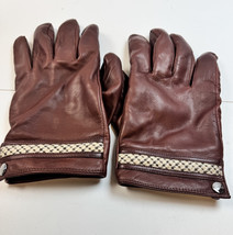 Vintage Leather Renoir 327 Men’s Leather Riding Gloves -Snaps -Cognac Br... - $42.08