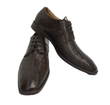 Bolano Men&#39;s Brown Dress Shoes Oxfords Gator Design Style Basco Sizes 8 - 10 - £31.96 GBP
