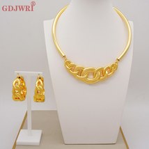 Trendy Indian Dubai Gold Color Plated Jewelry Set For Women African Bridal Neckl - £44.89 GBP