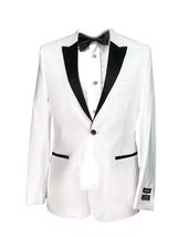 Couture 1910 White Stretch 1-Button Peak Lapel Tuxedo Jacket Slim Fit Size 56 Lo - £175.59 GBP