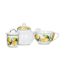 Lemon Tea for One Teapot 5 Piece Set Tree 12 oz Bone China Glass Yellow White image 3