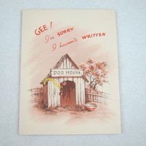 Vintage 1940s Greeting Card Funny Dog House Sorry I Haven&#39;t Written Golden Bell - £7.81 GBP