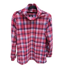 Mountain And Isles Sweater Large Womens Cowl Neck Long Sleeve Red Plaid Pullover - £12.60 GBP