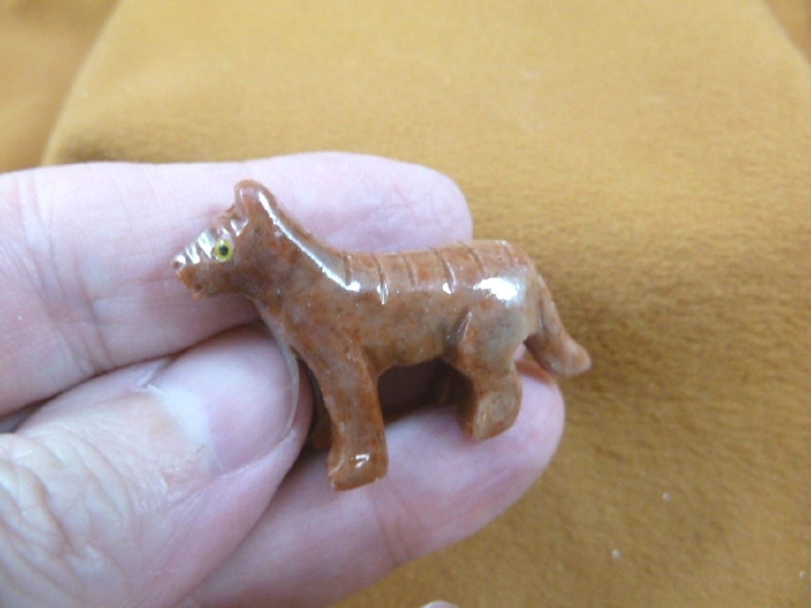 (Y-TAS-TI-36) Tasmanian TIGER marsupial figurine SOAPSTONE PERU Wolf thy... - $8.59
