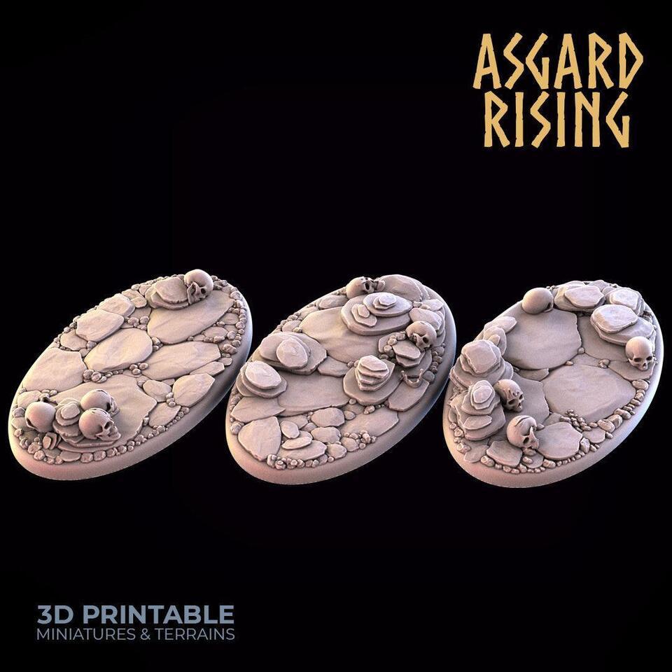 3D Printed Asgard Rising Burial Ground Oval Bases 28 32mm D&amp;D - $7.82+