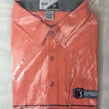 Staff by Wilson Vintage Golf Shirt Peach Gray Stripe PGA Tour Epson Size L/XL - £38.70 GBP