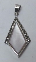 Vintage Sterling Silver Pink MOP Mother of Pearl Marcasite Drop Pendant FAS Mark - £19.26 GBP