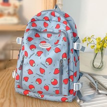 Strawberry Print College Backpack Teen Girls Large Capacity Backpack Cute Travel - £55.01 GBP