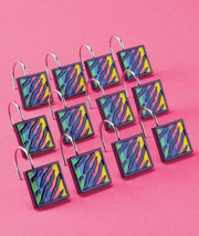 Rainbow Zebra Print Safari Set of 12 Shower Curtain Hooks Bathroom Acces... - $12.86