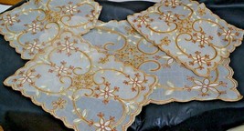 Vintage Set of Embroidered Table Covers Table Clothes 1 Big and 3 Small - $29.60