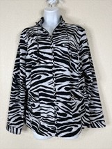 Additions By Chico&#39;s Womens Size 1 (M) Zebra Zip Windbreaker Jacket Long... - $10.58