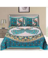 Traditional Jaipur Cotton Peacock Couple Printed Reversible Duvet Cover ... - £33.56 GBP