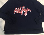 TOMMY HILFIGER Navy Oversize Sweatshirt Cursive Spell Out Women&#39;s XL - $37.11