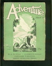 Adventure PULP--3/1/1927-TUTTLE-PENDEXTER-ROCKWELL Kent Vg - £94.23 GBP