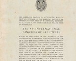 Architect&#39;s of the United States XV International Congress Booklet 1939 - $27.72