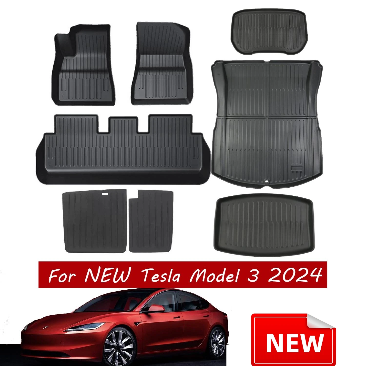 For Tesla Model 3 Highland 2024 Floor Mats, Premium All Weather Anti-Slip Floor - £75.85 GBP+