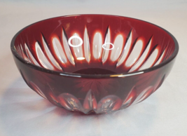 Cristal d&#39;Arques France 5&quot; Bowl Ruby Cut to Clear Garanti Genuine Lead C... - £27.22 GBP