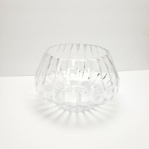 Vintage Ceska Czech Crystal Glass Rose Bowl Vase Vertical Lines Signed - £112.57 GBP
