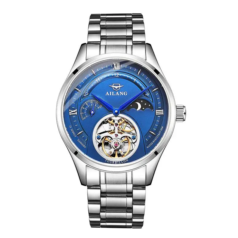 Quality Tourbillon Men's Watch Men Sun And Moon Phase Automatic Diesel Watches M
