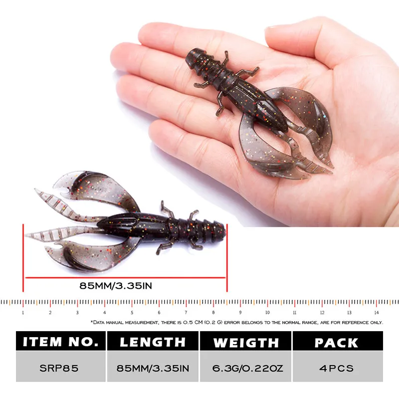 Sporting 4/8 pcs 80mm/6.5g Soft Silicon Shrimp Shaped Crankbait Fishing Lure Set - £23.90 GBP