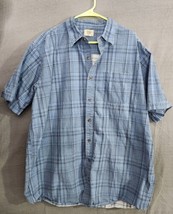 LL Bean Heavy Blue Plaid Multicolor Short Sleeve Button Up Shirt Mens Sz... - $17.95