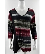 Parsley &amp; Sage Black Red White Womens Tunic Top Size Large Artsy V Neck ... - $47.54 CAD