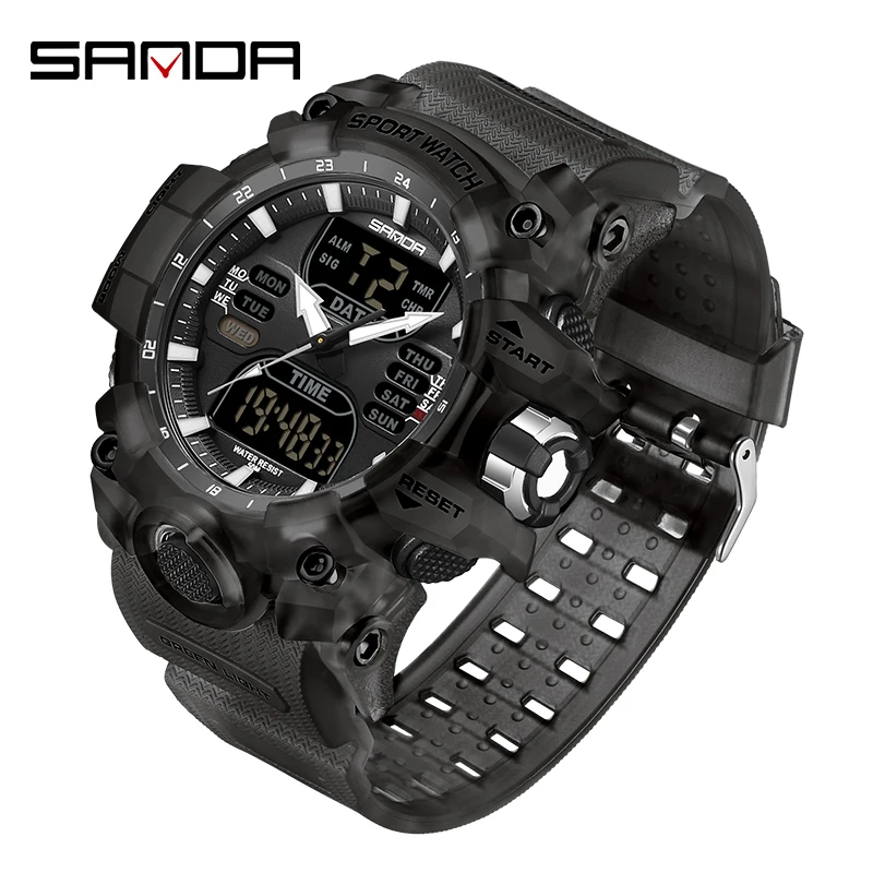 SANDA   Outdoor  Men  fashion G Style LED Digital Wristwatch 50M  Masculino - £89.49 GBP