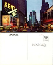 New York(NY) NYC Times Square at Night Beefeater Kent Elpine Vintage Postcard - £7.51 GBP