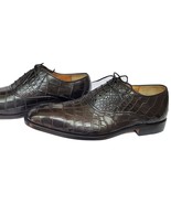 Crocodile Genuine Leather Shoes Oxford Derby Handmade Plain Toe Size US ... - $1,039.44 CAD